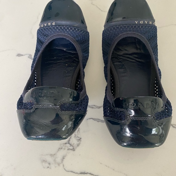 Prada Navy Mesh Pleather Ballet Flats 39/ 9 - Picture 2 of 7